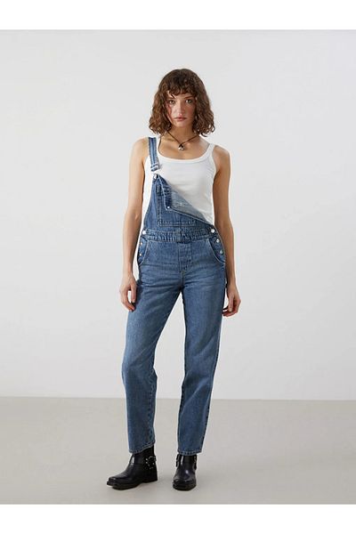 LC Waikiki Lcw Vision Indigo Square Neck Straight Straps Women's Jean Salopet
