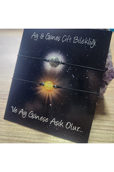 fırsatlar diyarı Ay Güneş Çift Bilekliği - 2li Minimal Sevgili Bilekliği - Ja...