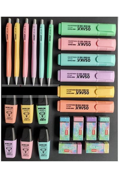 izmir yazici servis Highlighter Set, Pen with Eraser Tip and Mini Highlighter Set, Set of 24