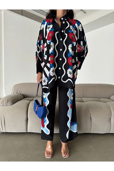 WellWay Set cămașă și pantaloni Jessica Fabric - Negru