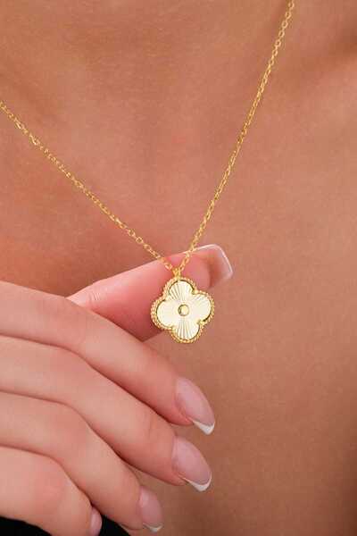 AcestesDesign Yonca Şans Model Şık ve Zarif Tasarım Büyük Boy (18 mm) Altın K...