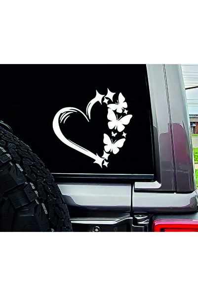 Birim Matbaa Butterflies and Heart Car Sticker (22X22 cm)