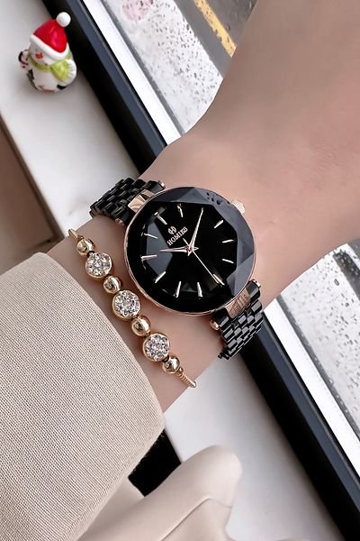 Homies Waterproof Cutout Glass Women's Watch - Steel Band & Bracelet Hmby2042C3