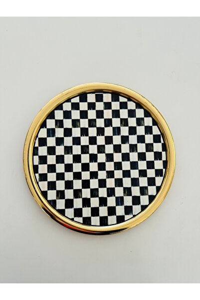 MOMSTAR Ahşap Kahve Sunum Tepsisi Mackenz Dama Desen