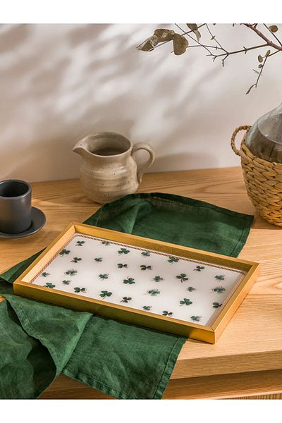 LC Waikiki Lcw Mixed Clover Printed Decorative Tray 30 cm