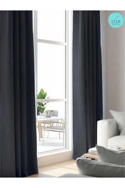 esin tekstil Anthracite Blackout Light Proof Extra-Forced Blackout Sunshade Curtain