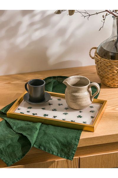 LC Waikiki Lcw Mixed Clover Printed Decorative Tray 30 cm