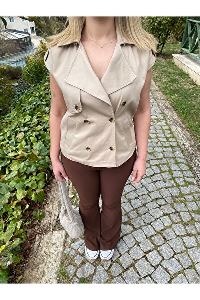 MODA Trençkot Sıfır Kollu Bej