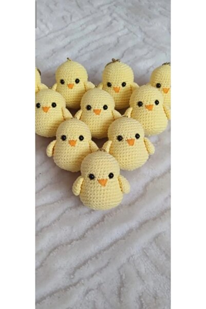 NUMİSTORE El örgüsü amigurimi civciv anahtarlık