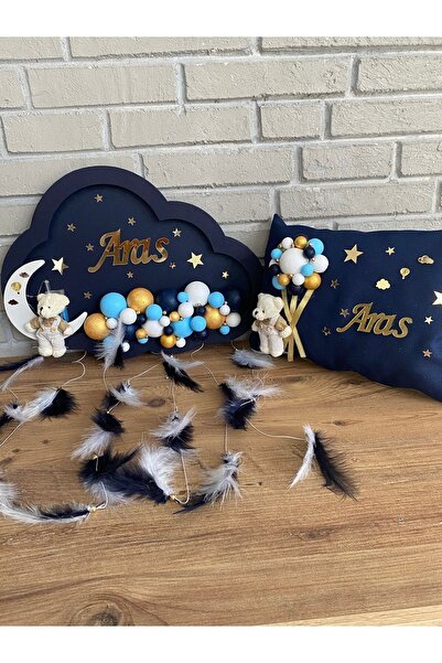 Neşeli Atölye 45x30 Cm Ledli Bulut Bubble Bebek Kapı Süsü Yastık