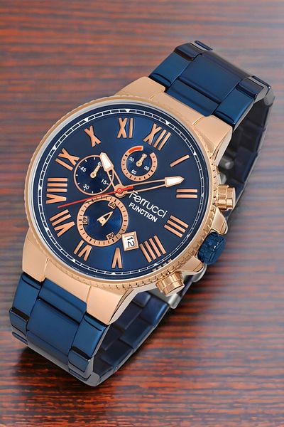 Ferrucci Men's Navy Blue Wrist Watch - Fc.12669Tm.02 Bracelet Gift Sdfer120