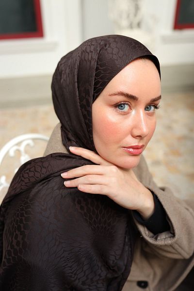 Silk Home Batik Pattern Jacquard Deluxe Shawl - Bitter Brown