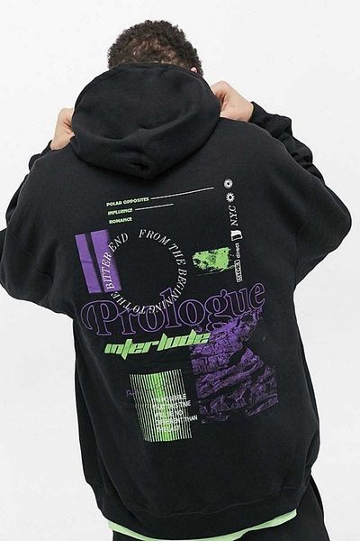 BUY CENTER Унисекс суитшърт с качулка и принт на гърба