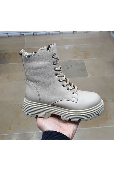 BELOX Women's Genuine Leather Orthopedic Ultra Light Sole Skin Beige Sports Boots