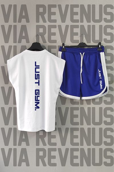 Vordevia Just Gym Back Printed Zero Sleeve Tshirt and Shorts Sports Set