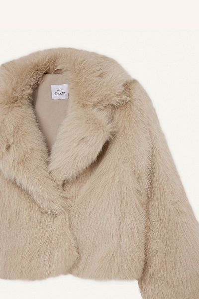 DeFacto Faux Fur Coat - Double Breasted Collar, Regular Fit, Snap Fastener E7754Ax24Wn