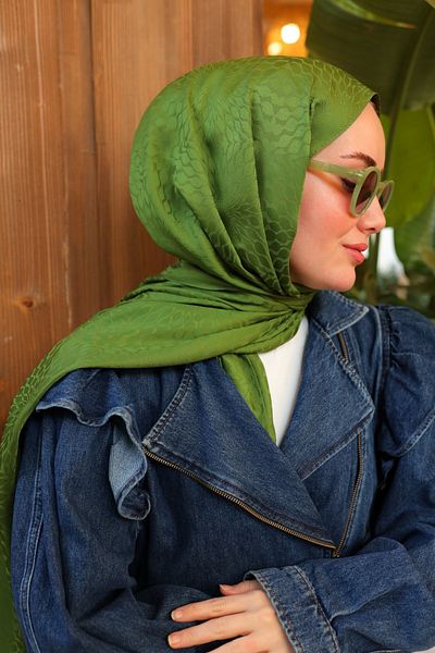 Silk Home Tie Dye Pattern Jacquard Deluxe Shawl - Grass Green