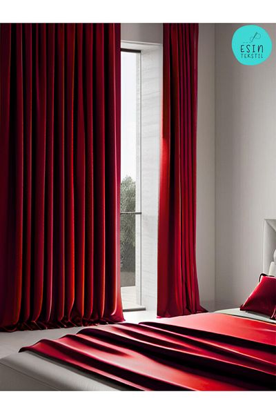 esin tekstil Red Blackout Light Proof Extra-Fortress Blackout Sunshade Curtain