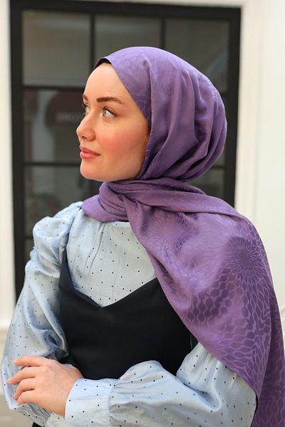 Silk Home Deluxe Jacquard Tie-Dye Pattern Shawl - Lilac
