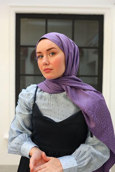Silk Home Deluxe Jacquard Tie-Dye Pattern Shawl - Lilac