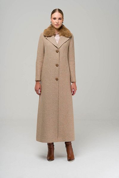 Olcay Pelzmantel mit Fischgrätenmuster und abnehmbarem Kragen BEIGE 3789-Y