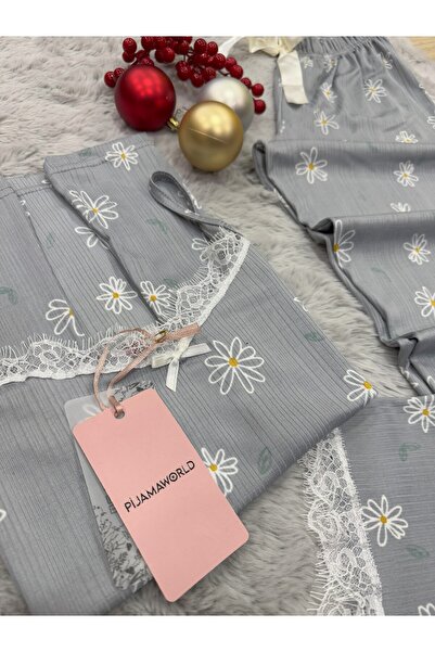 pijamaworld Soft Textured Summer Rope Strap Six Long Pajama Set