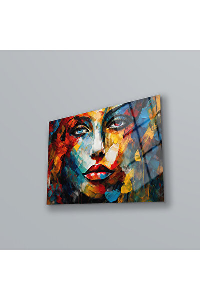 BV DEKOR Αφηρημένο πολύχρωμο γυναικείο γυάλινο πίνακα - Οριζόντιος πίνακας, υ...