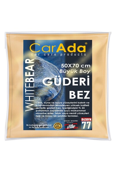CarAda Mikrofiber Güderi Bez, Büyük Boy, 50x70 Cm , Süper Lüx Oto Temizleme Bezi