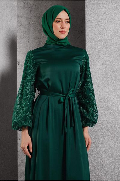 TRENDTESETTÜR Rochie de seara din satin verde - Sash Smarald, T 1516