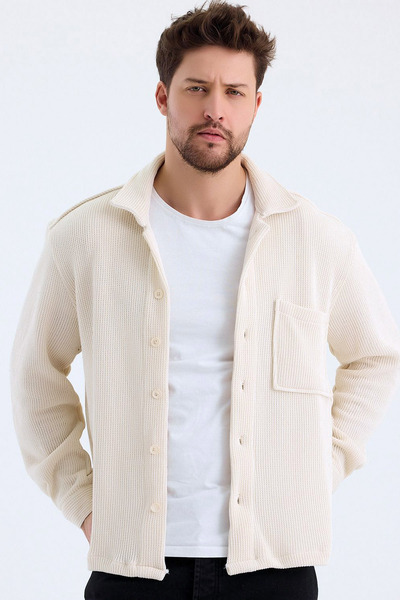 MissKybele Triko Örme Apaş Yakalı Göğüs Cepli Rahat Kesim Ceket Görünümlü Düğ...