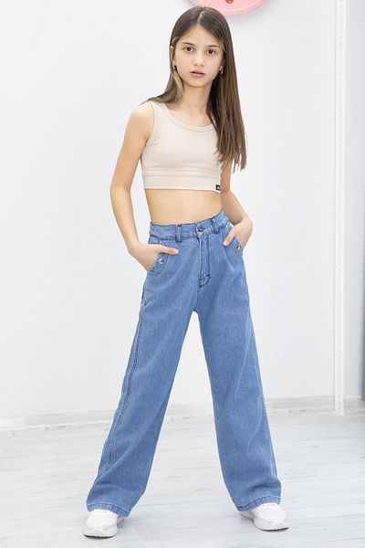 Cansın Mini Pantaloni blugi pentru fete cu talie lată elastică 20049