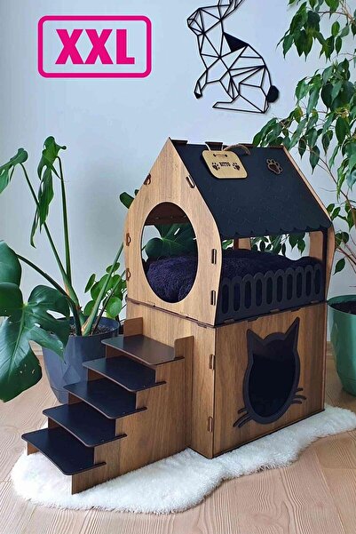MAVİ TREND Büyük Kedi Evi Xxl Teraslı Kedi Evi 5kg Ve Üzeri Kediler Için XXL ...