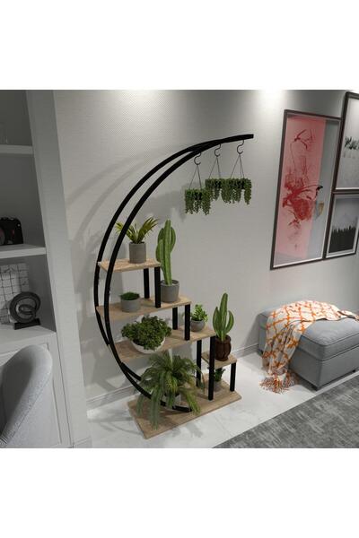 MAVİ TREND Dekoratif Metal Çiçeklik Ferforje Ahşap Çiçeklik Saksılık