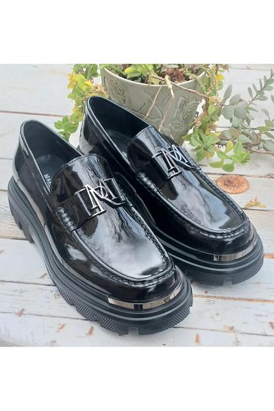MARCOMEN 20233 Men's Genuine Opening Patent Leather Thick Soled Loafer Shoes