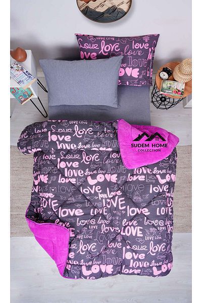 Sudemhome Welsoft Single Soft Sleeping Set - Double Sided Fluffy, Plum Love