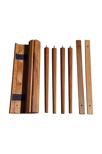 MAVİ TREND Ahşap Katlanır Rulo Masa Kamp Outdoor Bahçe Araç Araba Masası Çantalı 60x57