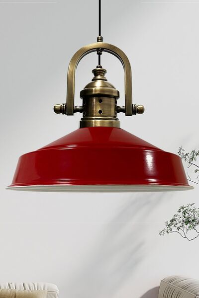Bamyum Asletl-Marine Industrial Vintage Hängelampe  40 cm, Rot Metall Pendelleuchte