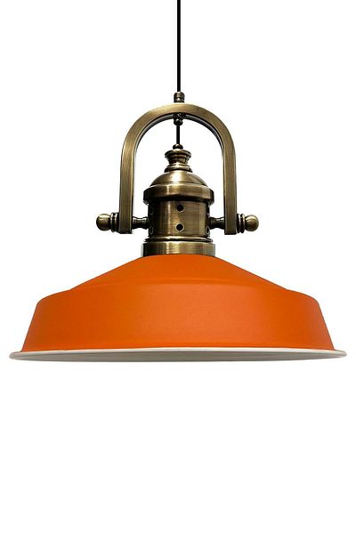 Bamyum Asletl-Marine Industrial Vintage Hängelampe  40 cm, Orange Metall Pendelleuchte