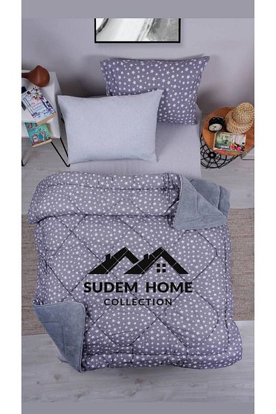 Sudemhome Welsoft Fluffy Soft Single Sleeping Set - Gray Star, with Elastic Sheets