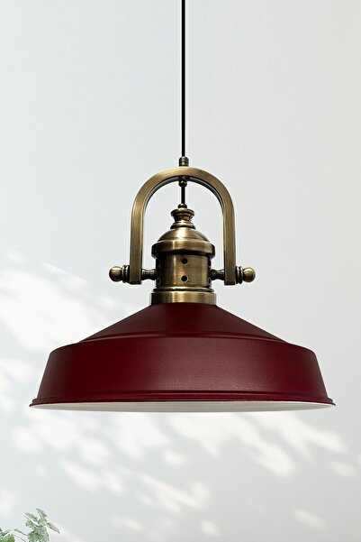Bamyum Asletl-Marine Industrial Vintage Hängelampe  40 cm, Burgunderrot Metal...