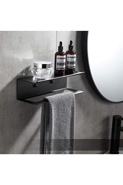 MAVİ TREND Raft decorativ din metal negru pentru bucătărie și baie, suport pe...