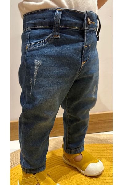 minny max Children's Jean Blue Denim Trousers Denim Fabric with Adjustable Elastic Waist
