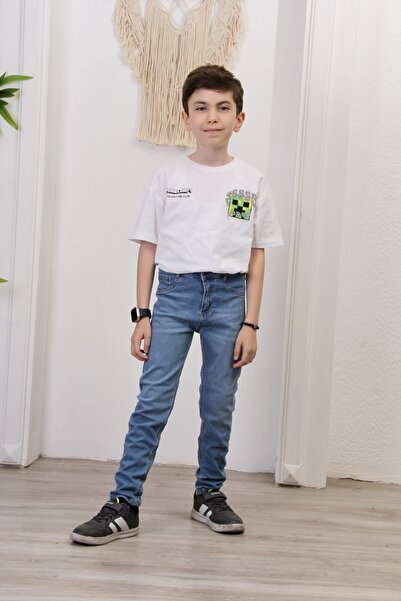 minny max Erkek Çocuk Likralı Denim Kot Pantolon