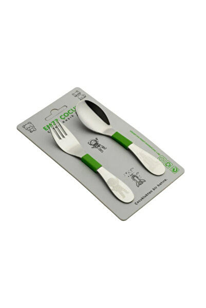 Demir Çeyiz EMZE Çocuk Paslanmaz Çelik Çatal Kaşık Seti Astronot Desenli (1 K...