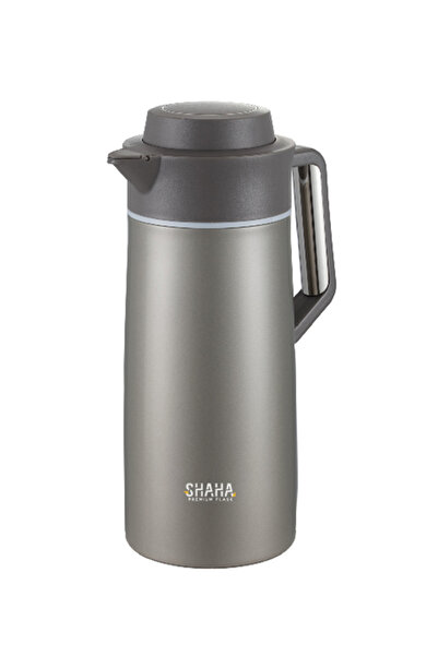 SHAHA قارورة V.FLASK من الفولاذ المقاوم للصدأ سعة 2.0 لتر، باللون الرمادي المعدني