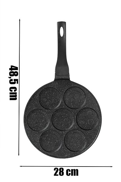 Porsima 3176 Model Granite Pancakes Pan - Anti-Fire, Anti-Stick and Face Emoji, 28 cm Crepe Pan