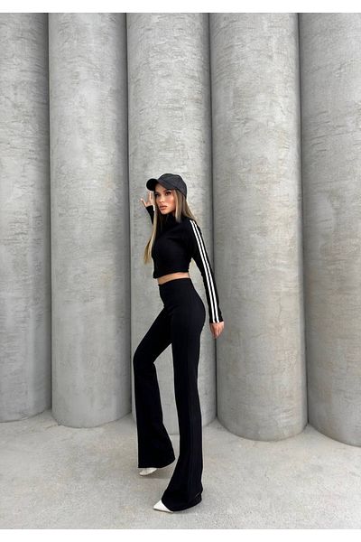 İLKCET MODA Османски плат - раиран ръкав и детайлен цип