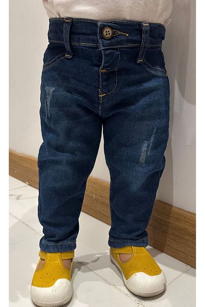 minny max Blugi pentru copii Blugi albastru închis Pantaloni țesătură denim cu talie elastică reglabilă