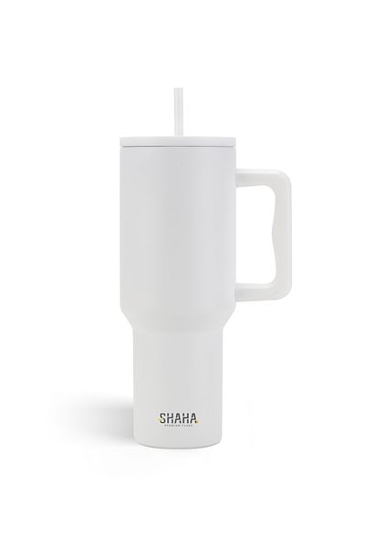 SHAHA Vaccum Bottle With Strew 1.2l, White