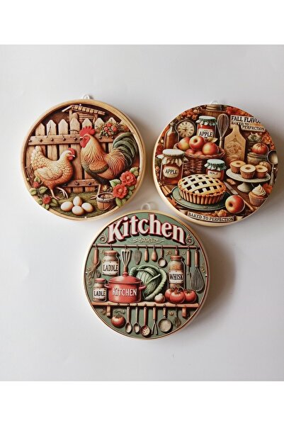 ZeyMin Art Mutfak Temalı 3 lü Duvar Süsü